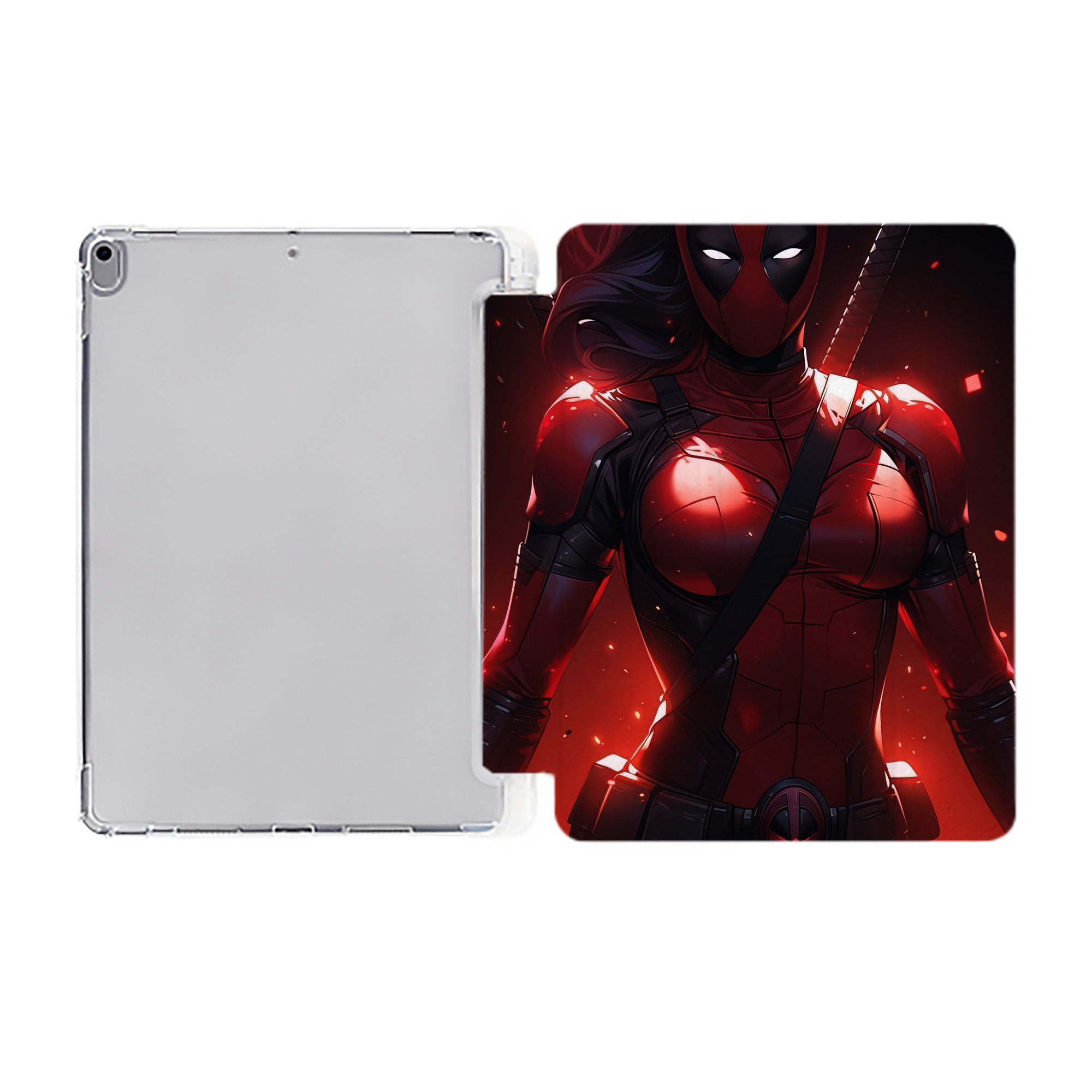 （画像用） Deadpool デッドプール IPad ケース ペン収納付き 三つ折りスタンド PUレザー×シリコン 対応機種9.5/10.5/10.9インチ